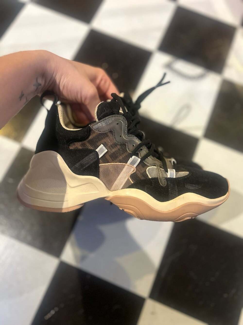 Fendi FFluid Mesh Chunky Sneakers Black